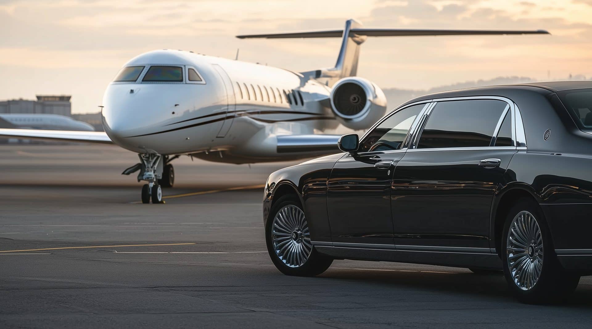 A luxury black sedan used for our premier car service in Palm Springs, CA, ready for an LAX airport transfer.