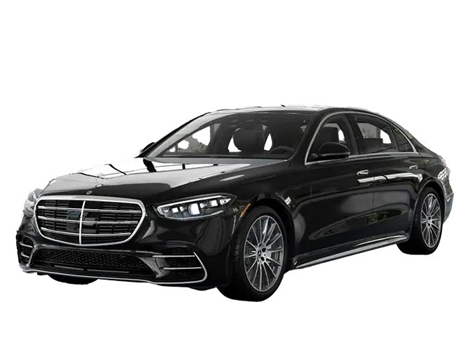 Front view of a luxury sedan, representing the reliable town car service Palm Springs clients trust.