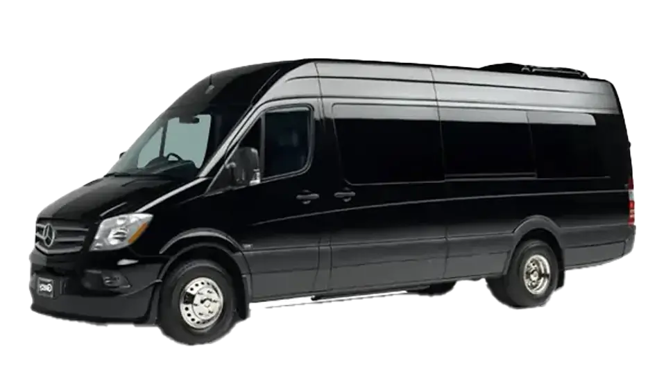 Black Mercedes Sprinter van used for our luxury car service in Palm Springs, perfect for group airport transfers to LAX and corporate events.